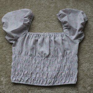 Elodie Gray Puff Sleeve Blouse